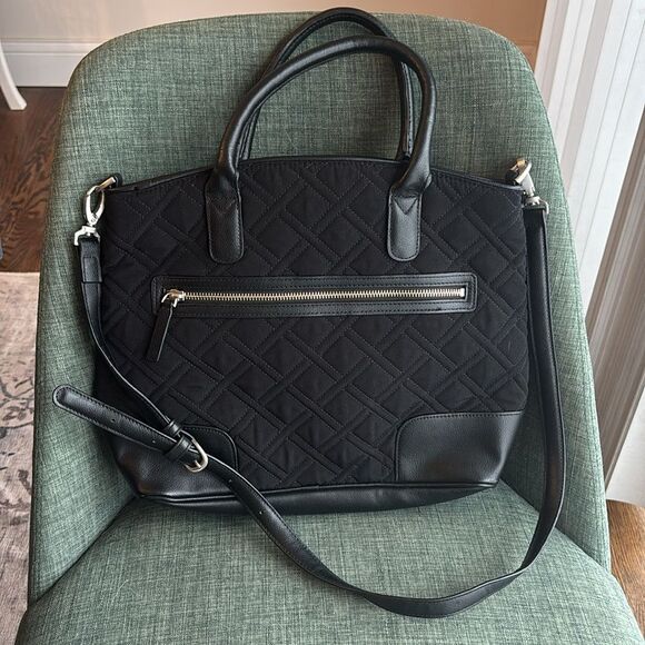 VERA BRADLEY DAY OFF SATCHEL SHOULDER BAG CLASSIC BLACK SIGNATURE RETIRED NWOT - Picture 8 of 12